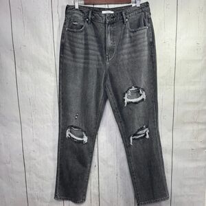 PacSun Distressed Mom Jeans Gray High Rise Size 30 Y2K Grunge Streetwear Edgy